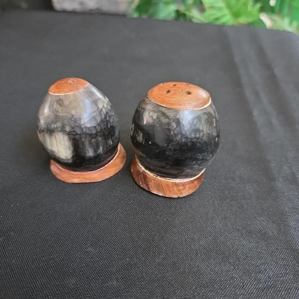Wood & Bone Salt Pepper Shakers